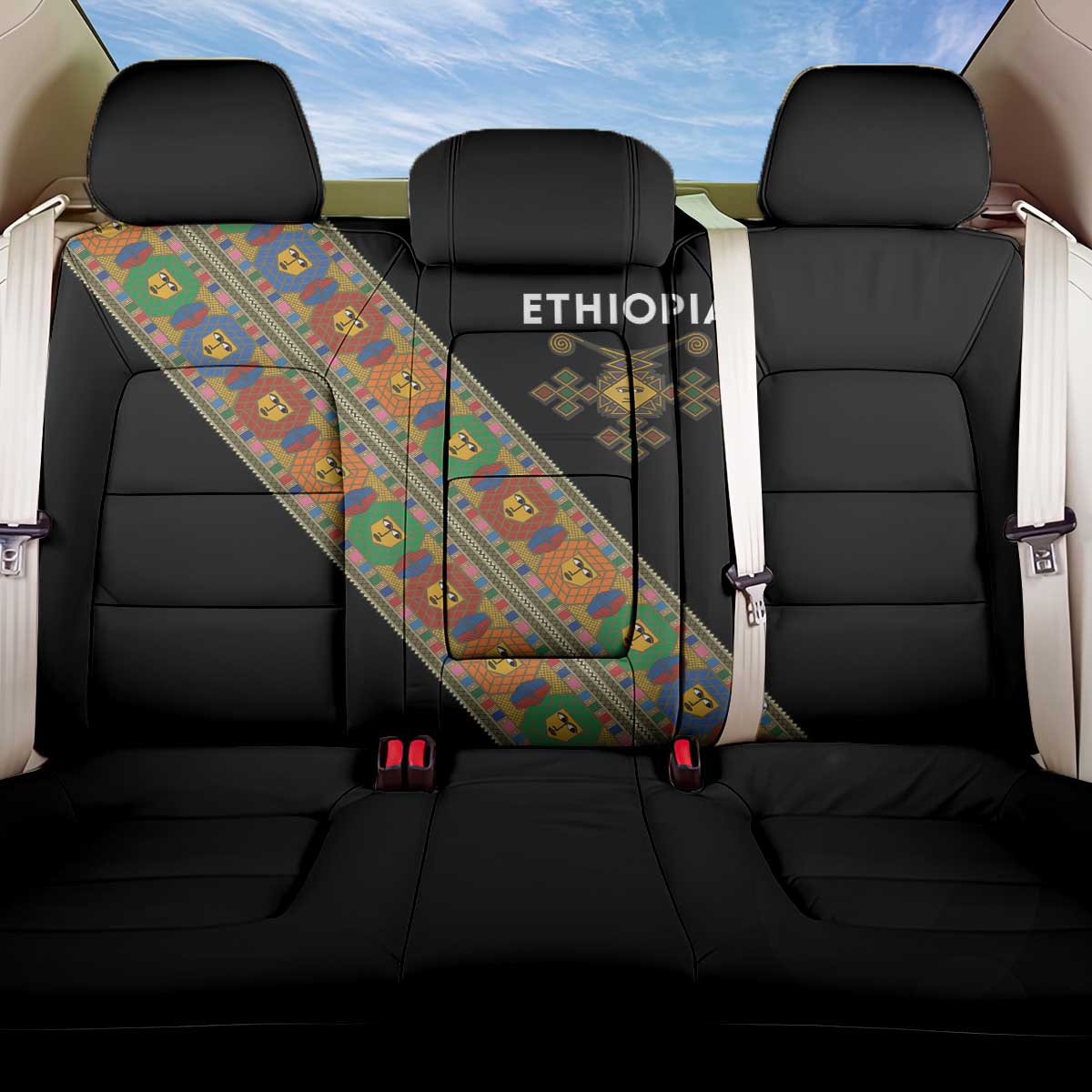 Ethiopia Saba Kemis Back Car Seat Cover Sash Style Black Color
