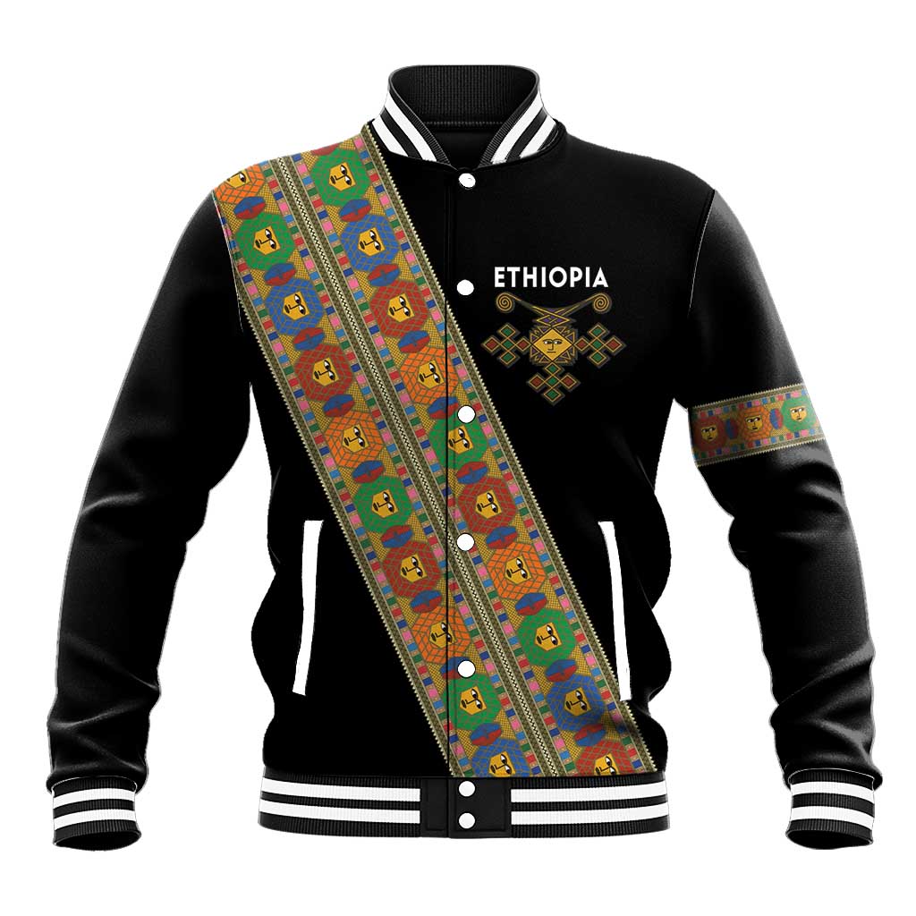 Ethiopia Saba Kemis Baseball Jacket Sash Style Black Color