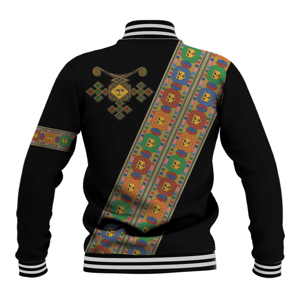 Ethiopia Saba Kemis Baseball Jacket Sash Style Black Color