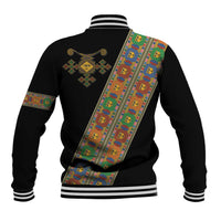 Ethiopia Saba Kemis Baseball Jacket Sash Style Black Color