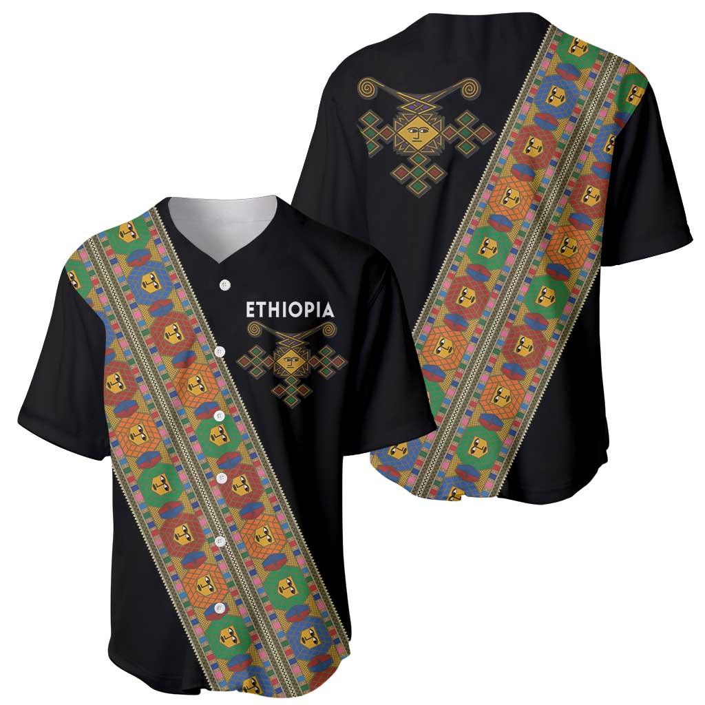 Ethiopia Saba Kemis Baseball Jersey Sash Style Black Color