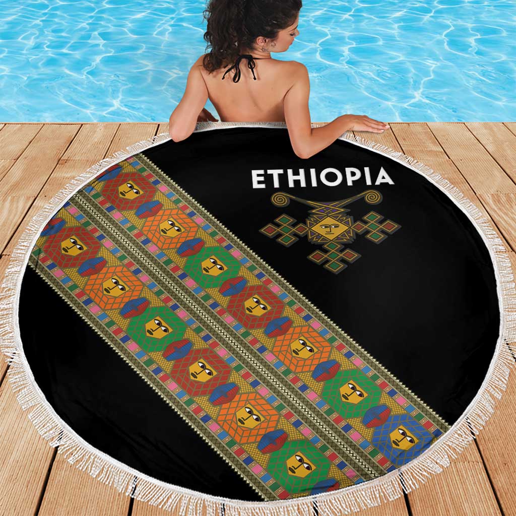 Ethiopia Saba Kemis Beach Blanket Sash Style Black Color