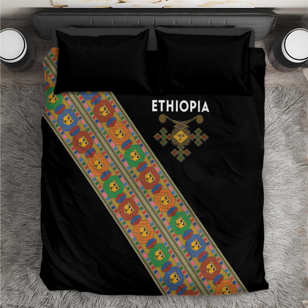 Ethiopia Saba Kemis Bedding Set Sash Style Black Color