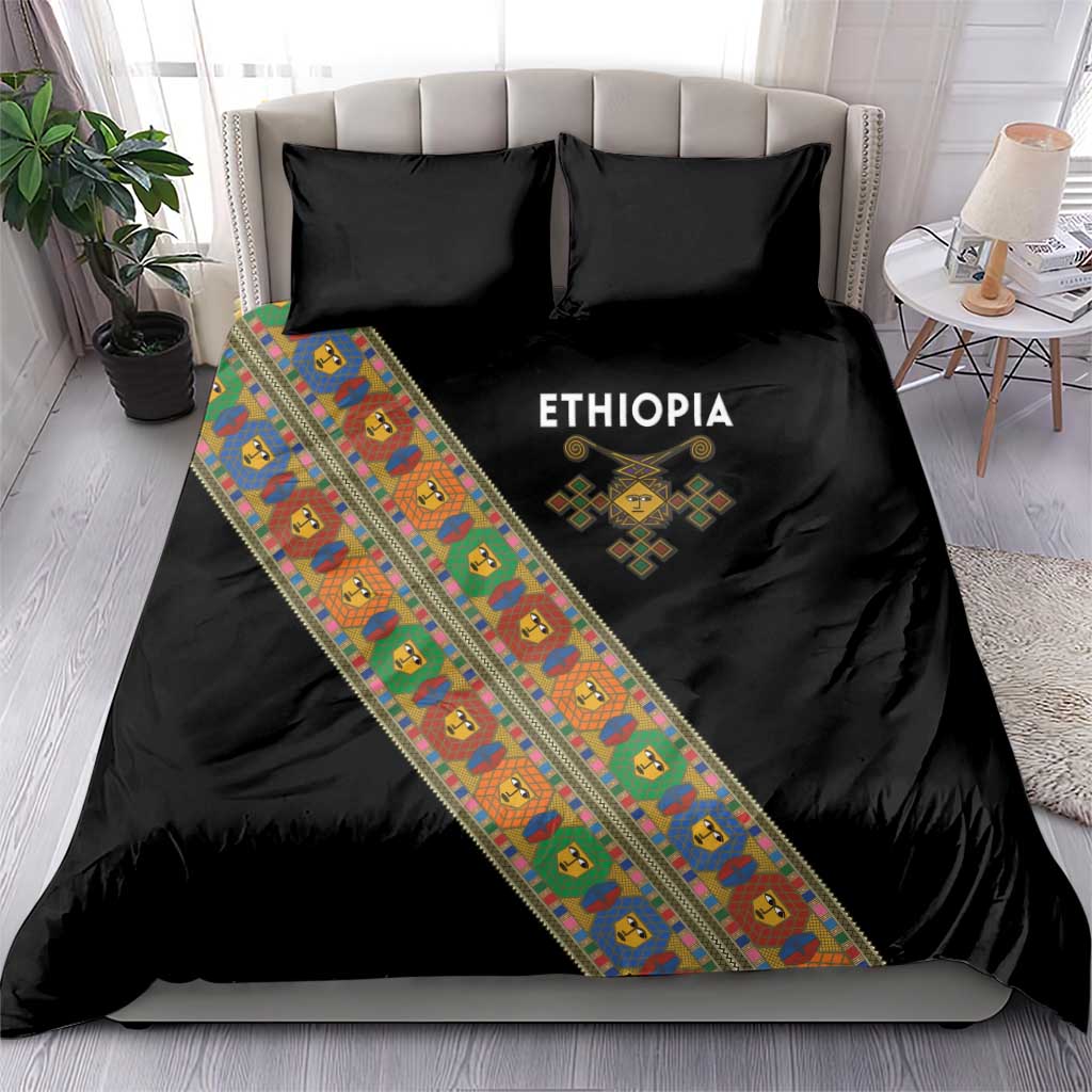 Ethiopia Saba Kemis Bedding Set Sash Style Black Color
