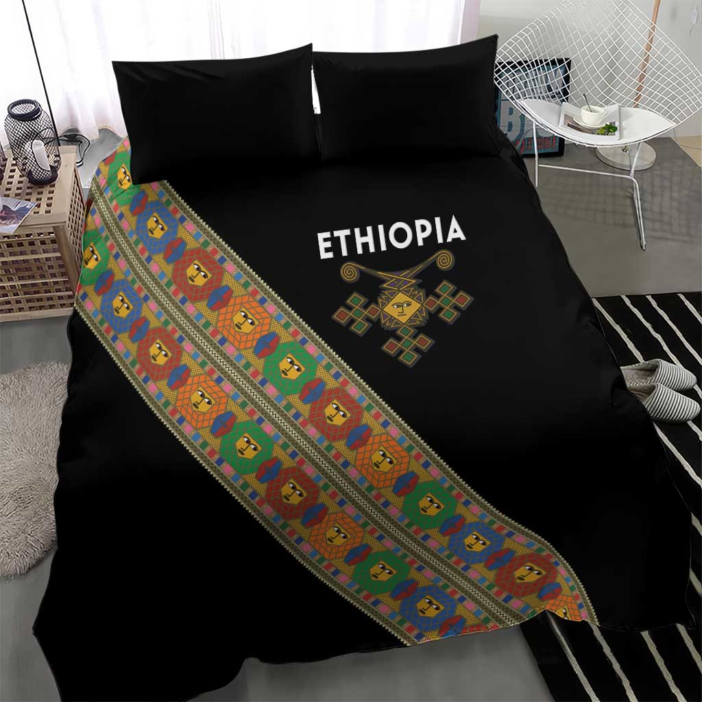 Ethiopia Saba Kemis Bedding Set Sash Style Black Color