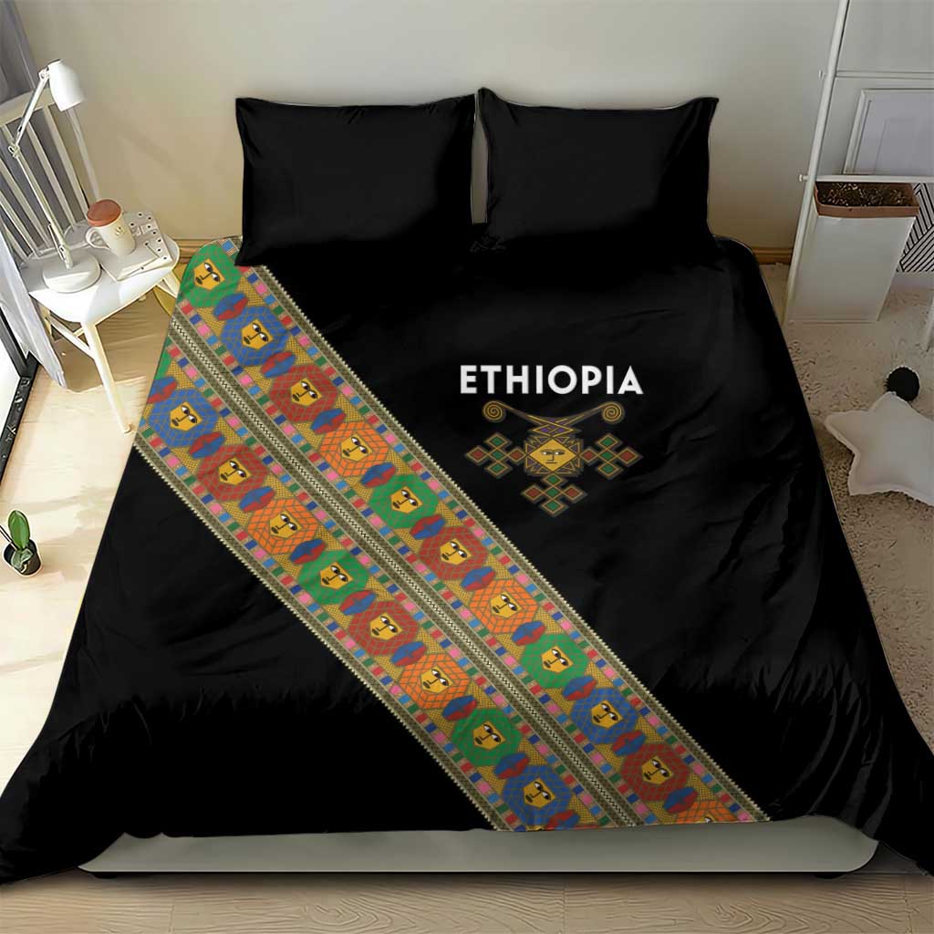 Ethiopia Saba Kemis Bedding Set Sash Style Black Color