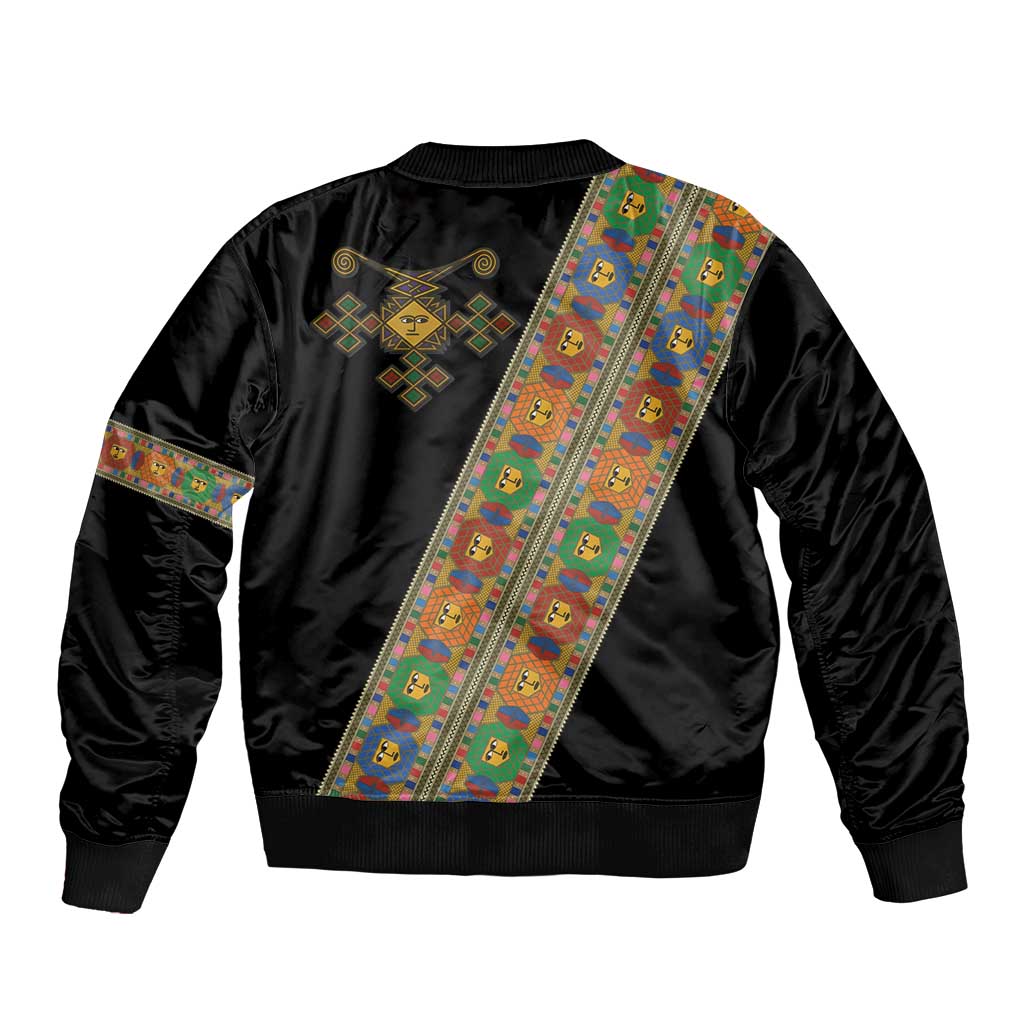 Ethiopia Saba Kemis Bomber Jacket Sash Style Black Color