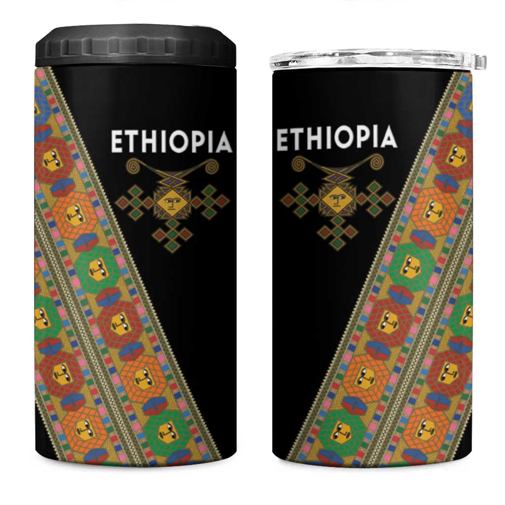 Ethiopia Saba Kemis 4 in 1 Can Cooler Tumbler Sash Style Black Color