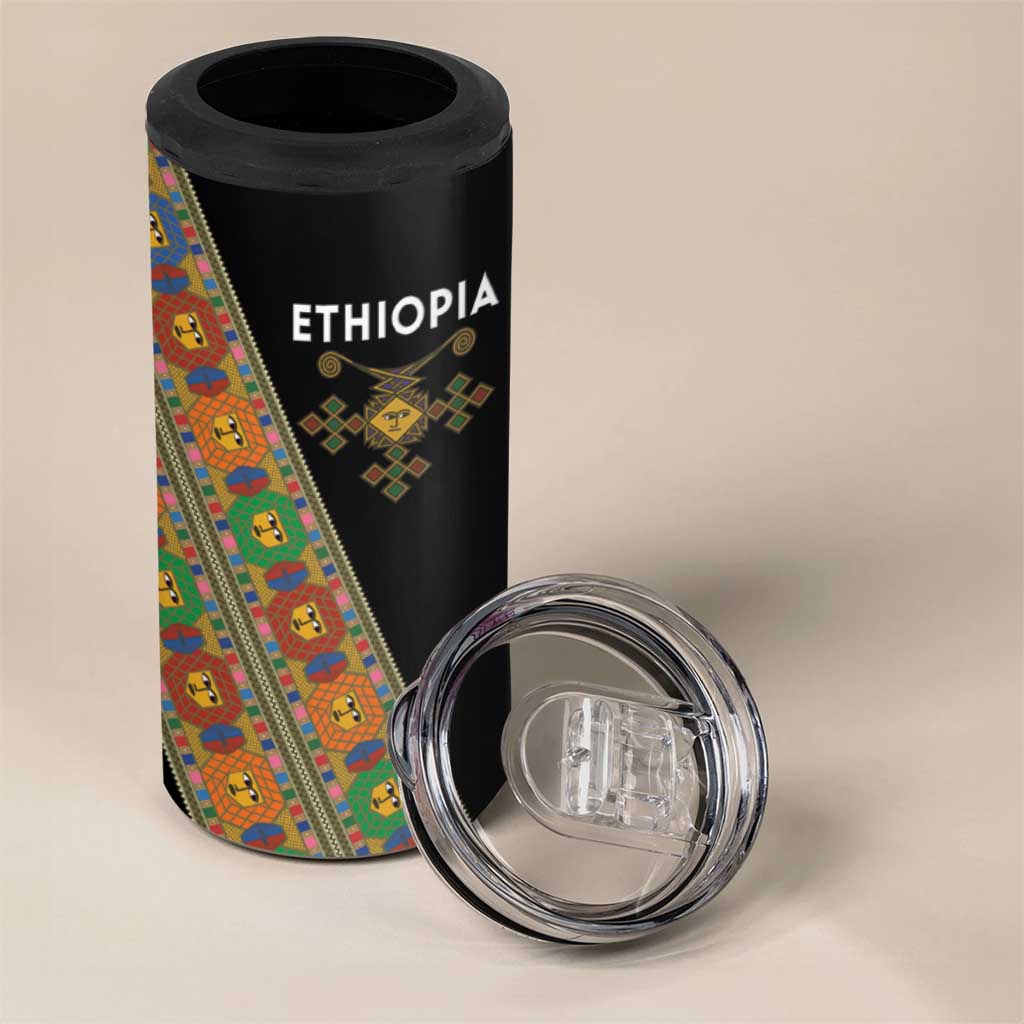 Ethiopia Saba Kemis 4 in 1 Can Cooler Tumbler Sash Style Black Color