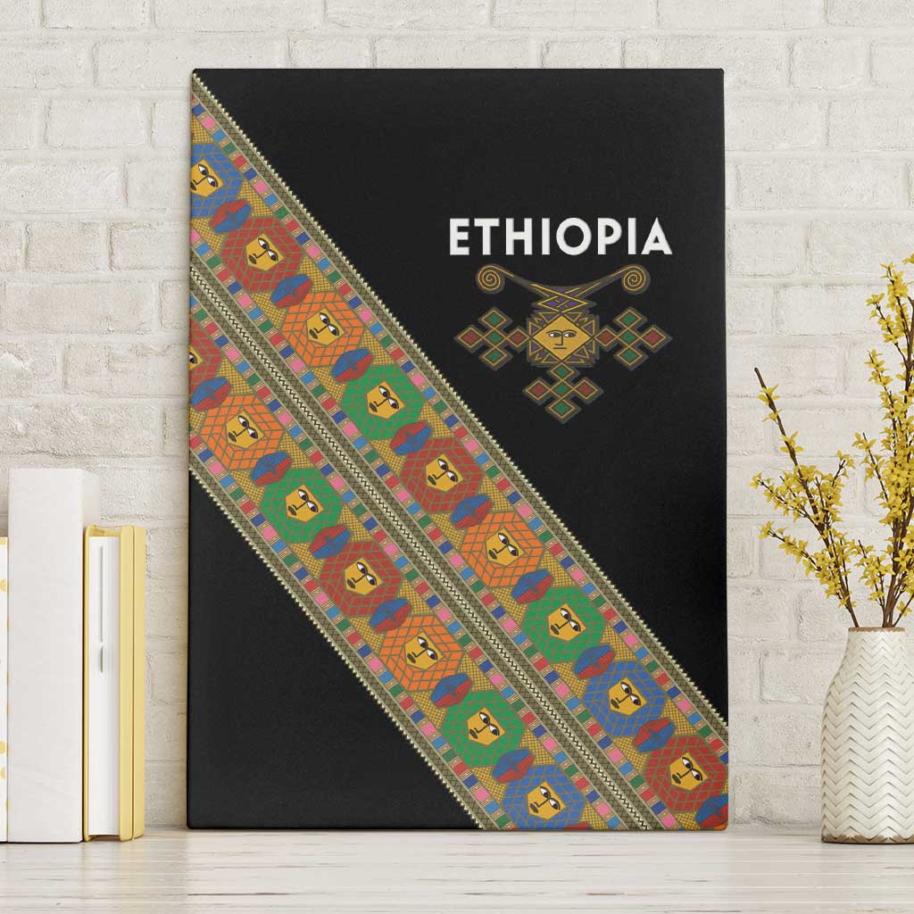 Ethiopia Saba Kemis Canvas Wall Art Sash Style Black Color