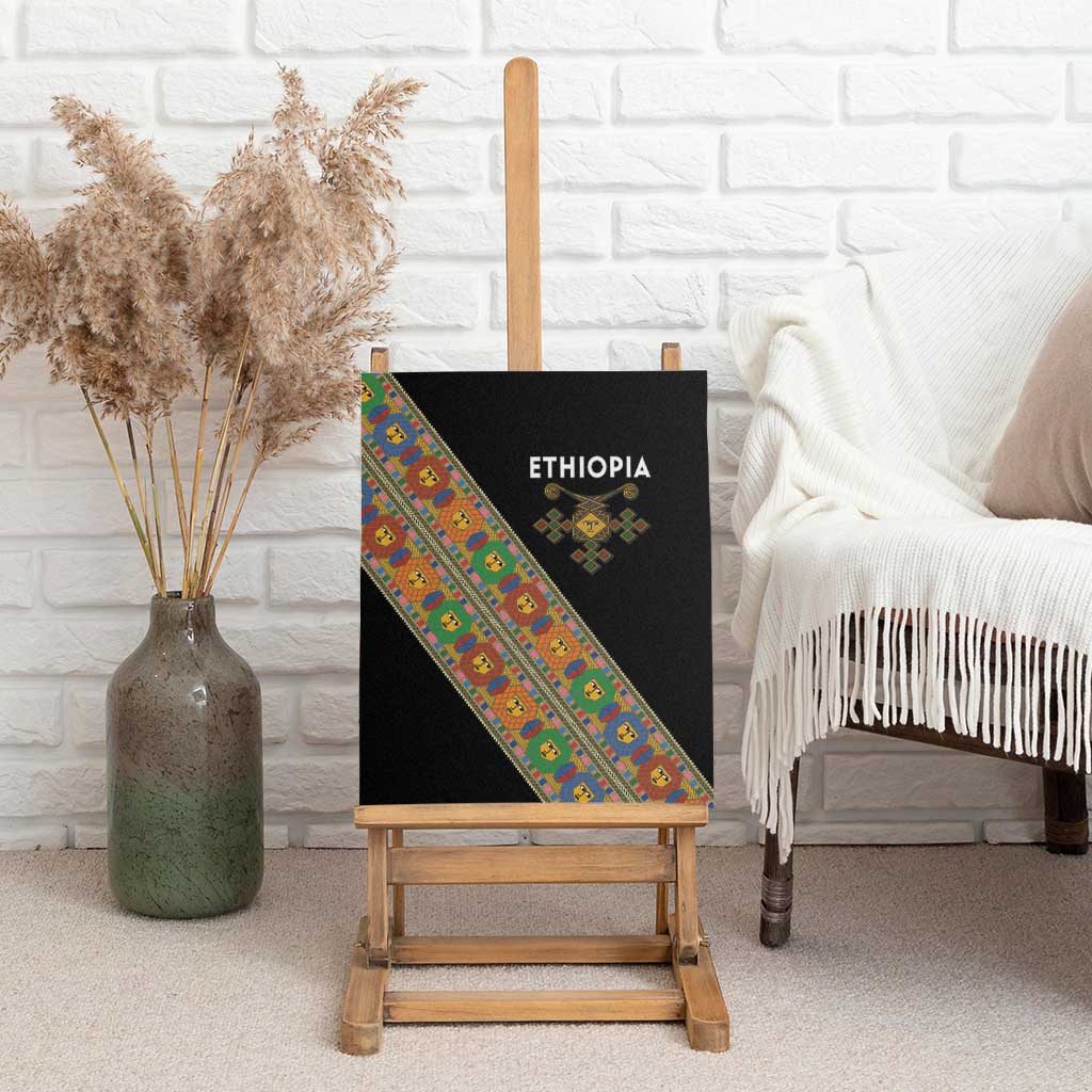 Ethiopia Saba Kemis Canvas Wall Art Sash Style Black Color