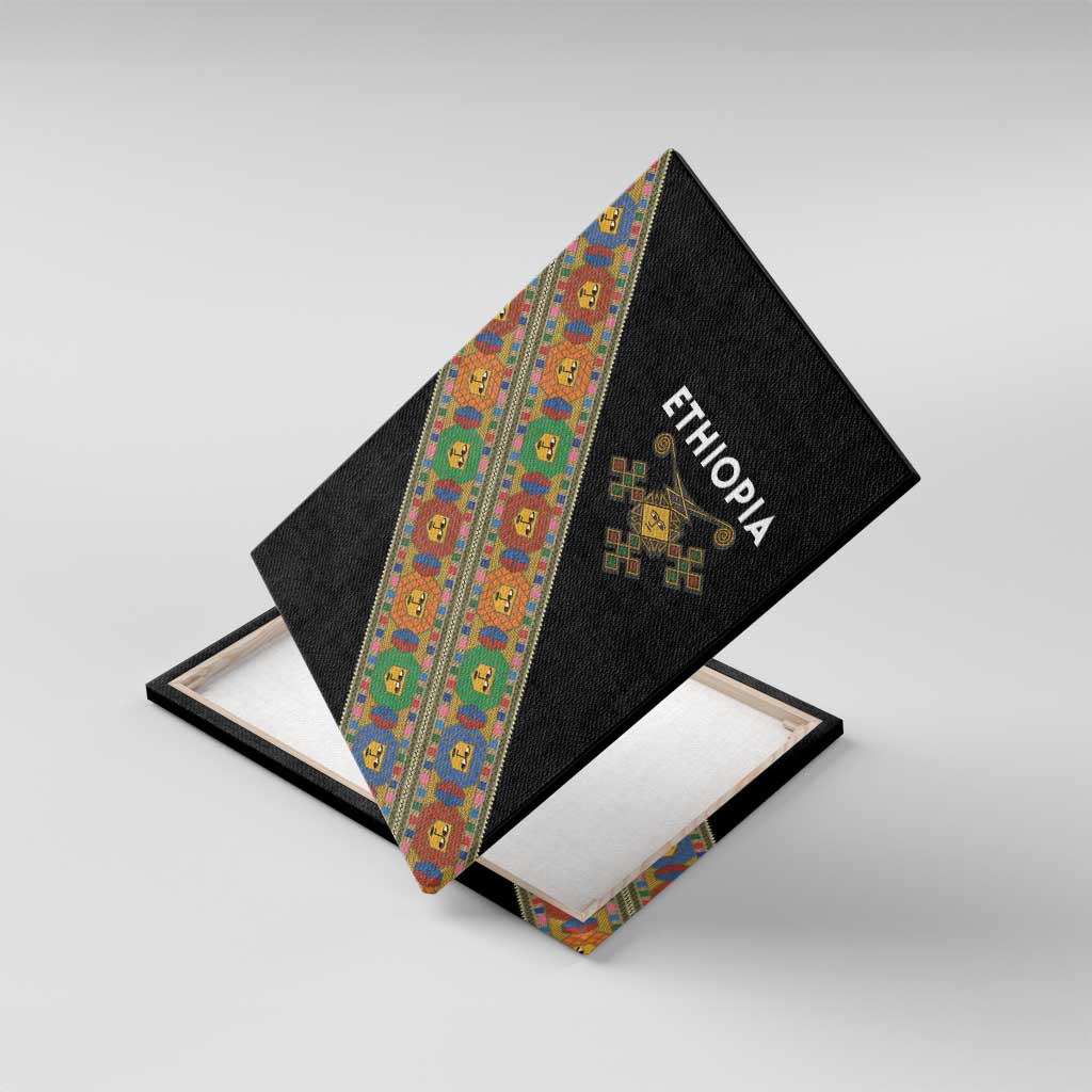 Ethiopia Saba Kemis Canvas Wall Art Sash Style Black Color
