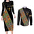Ethiopia Saba Kemis Couples Matching Long Sleeve Bodycon Dress and Long Sleeve Button Shirt Sash Style Black Color