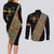 Ethiopia Saba Kemis Couples Matching Long Sleeve Bodycon Dress and Long Sleeve Button Shirt Sash Style Black Color