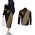 Ethiopia Saba Kemis Couples Matching Off The Shoulder Long Sleeve Dress and Long Sleeve Button Shirt Sash Style Black Color