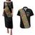 Ethiopia Saba Kemis Couples Matching Puletasi and Hawaiian Shirt Sash Style Black Color