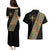 Ethiopia Saba Kemis Couples Matching Puletasi and Hawaiian Shirt Sash Style Black Color