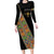 Ethiopia Saba Kemis Family Matching Long Sleeve Bodycon Dress and Hawaiian Shirt Sash Style Black Color