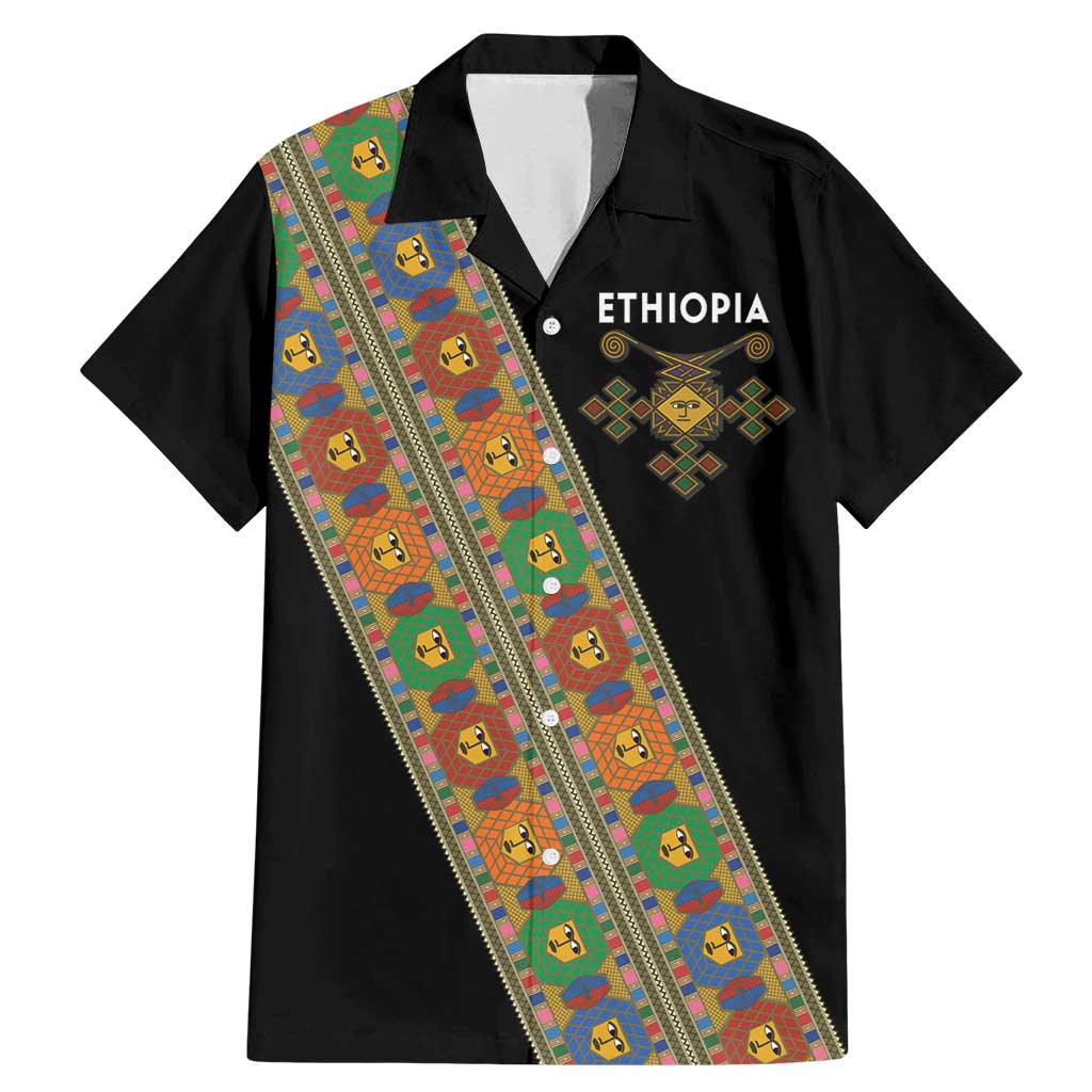 Ethiopia Saba Kemis Family Matching Mermaid Dress and Hawaiian Shirt Sash Style Black Color