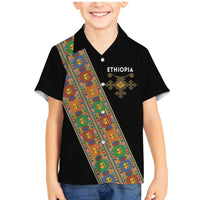 Ethiopia Saba Kemis Family Matching Mermaid Dress and Hawaiian Shirt Sash Style Black Color