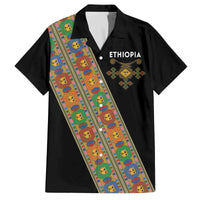 Ethiopia Saba Kemis Family Matching Off The Shoulder Long Sleeve Dress and Hawaiian Shirt Sash Style Black Color