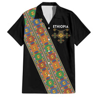 Ethiopia Saba Kemis Family Matching Off Shoulder Maxi Dress and Hawaiian Shirt Sash Style Black Color