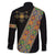 Ethiopia Saba Kemis Family Matching Off Shoulder Maxi Dress and Hawaiian Shirt Sash Style Black Color