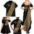 Ethiopia Saba Kemis Family Matching Summer Maxi Dress and Hawaiian Shirt Sash Style Black Color