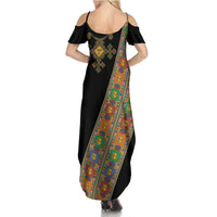 Ethiopia Saba Kemis Family Matching Summer Maxi Dress and Hawaiian Shirt Sash Style Black Color