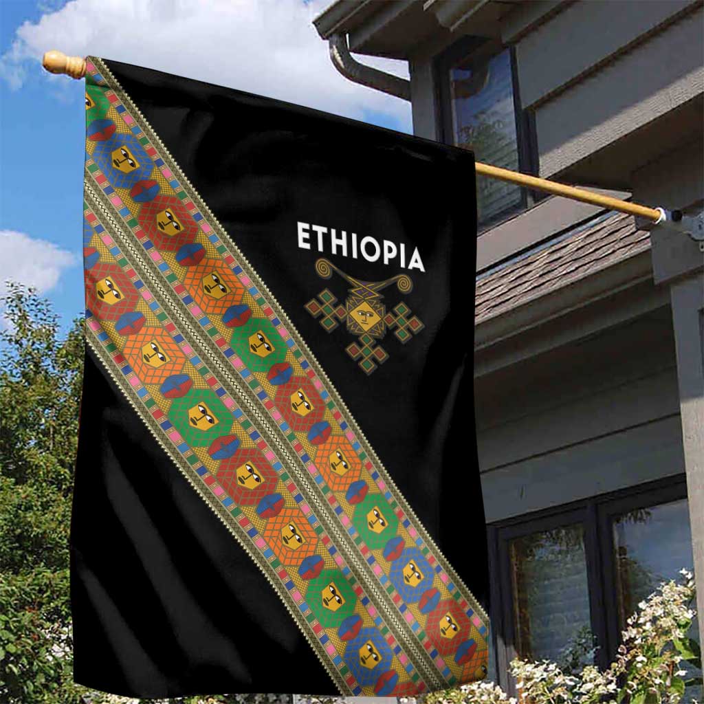 Ethiopia Saba Kemis Garden Flag Sash Style Black Color