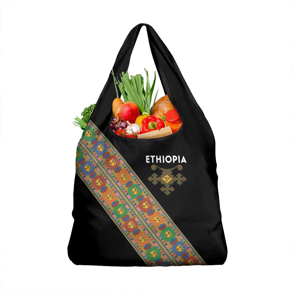 Ethiopia Saba Kemis Grocery Bag Sash Style Black Color