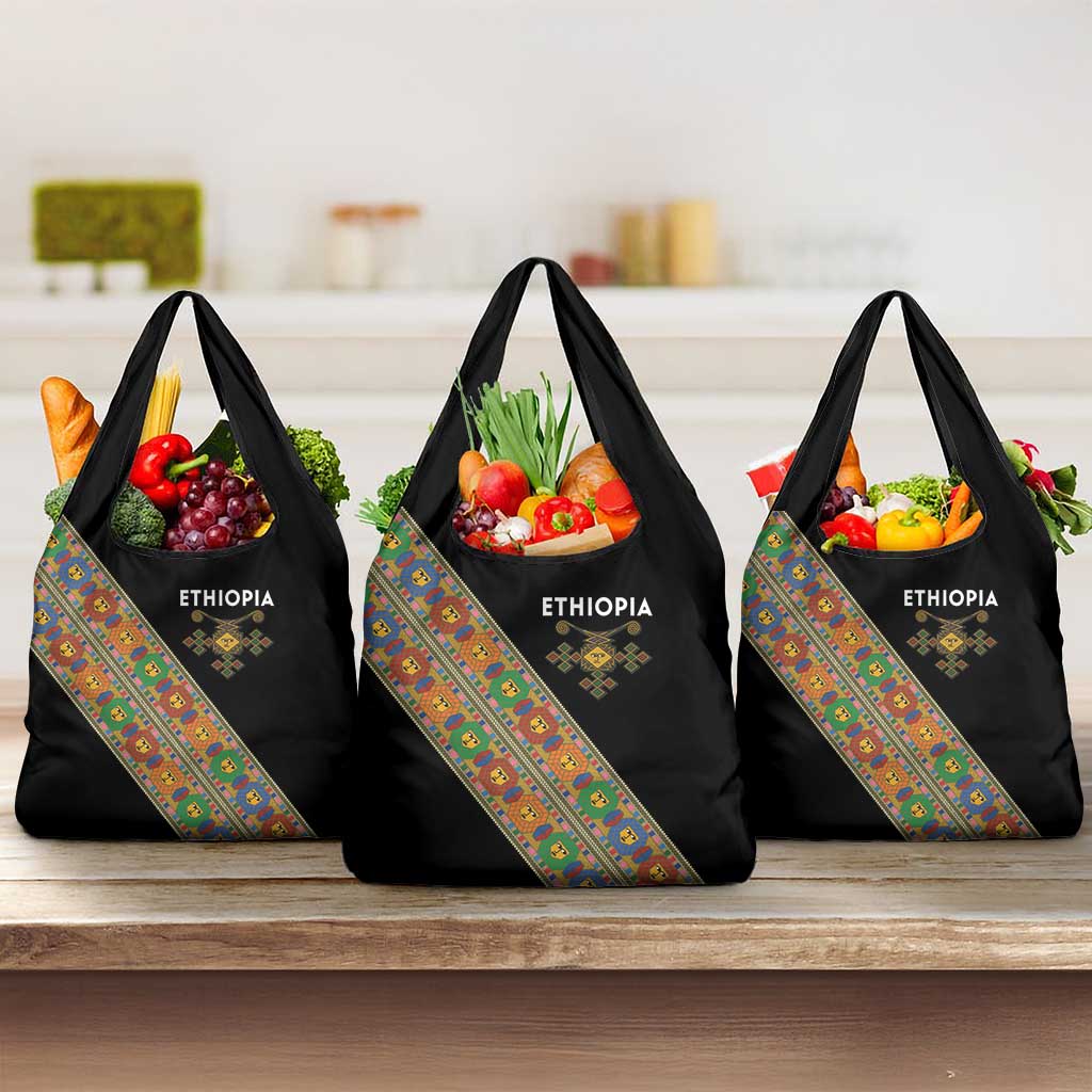 Ethiopia Saba Kemis Grocery Bag Sash Style Black Color