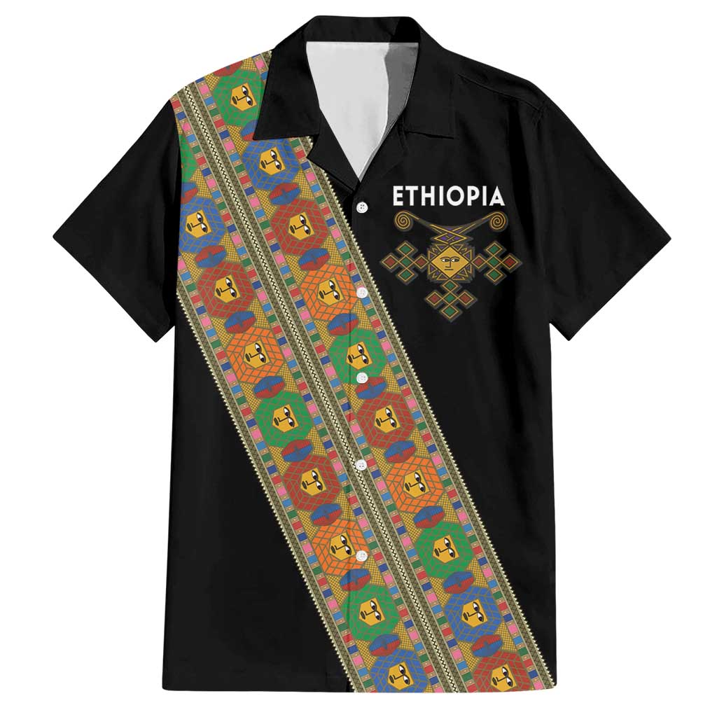 Ethiopia Saba Kemis Hawaiian Shirt Sash Style Black Color
