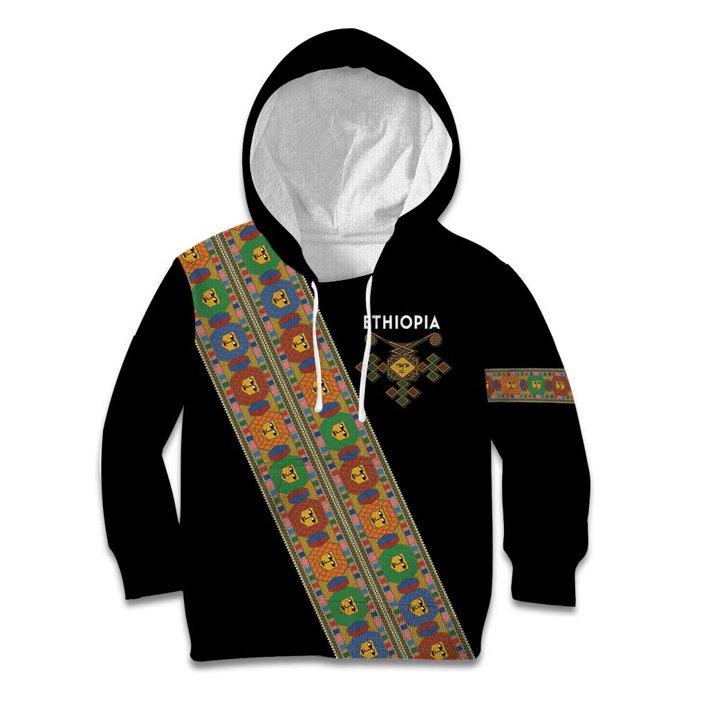 Ethiopia Saba Kemis Kid Hoodie Sash Style Black Color