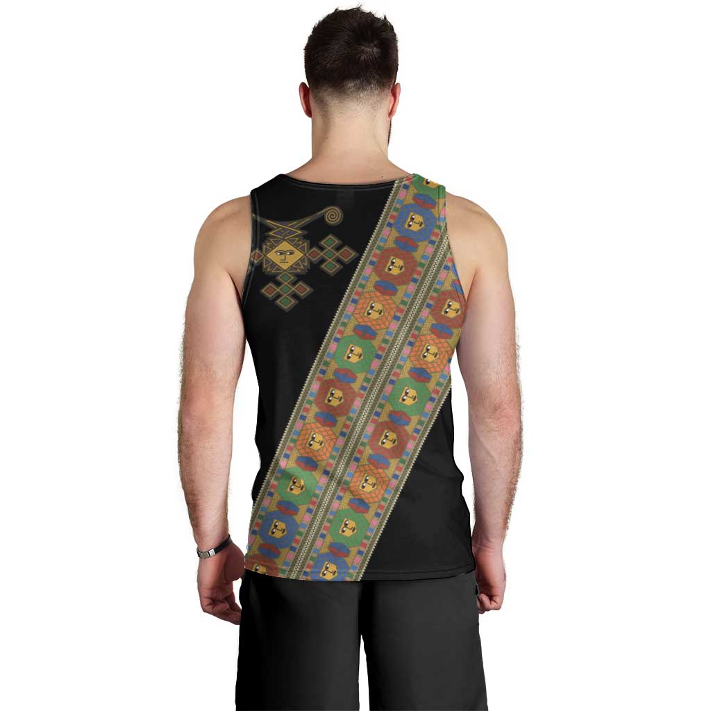 Ethiopia Saba Kemis Men Tank Top Sash Style Black Color