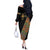 Ethiopia Saba Kemis Off The Shoulder Long Sleeve Dress Sash Style Black Color