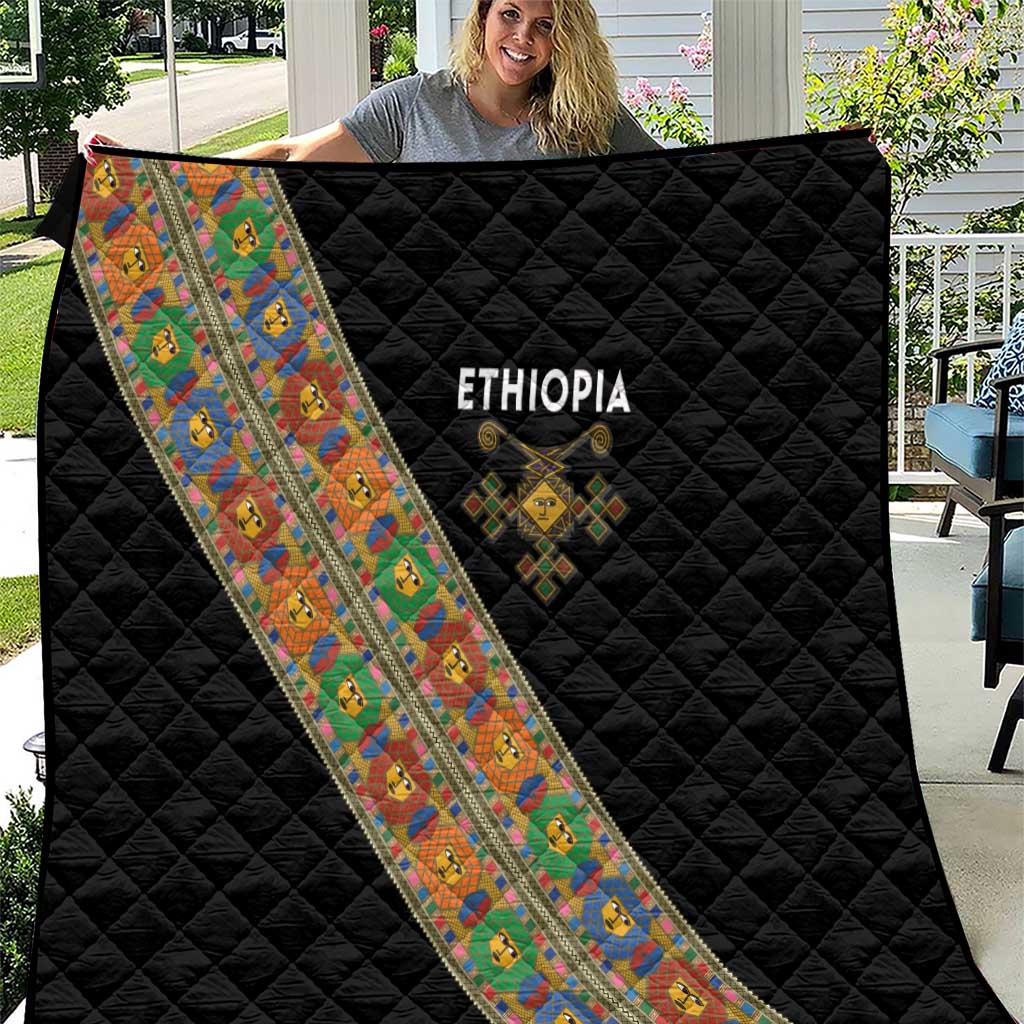 Ethiopia Saba Kemis Quilt Sash Style Black Color