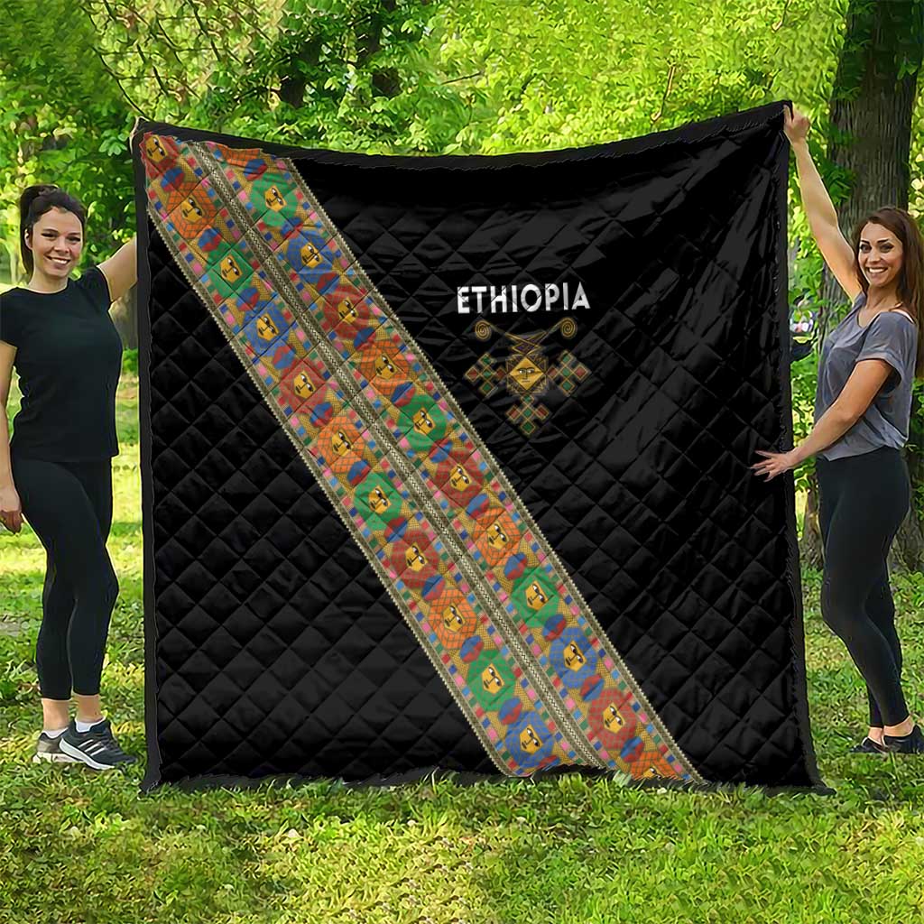 Ethiopia Saba Kemis Quilt Sash Style Black Color