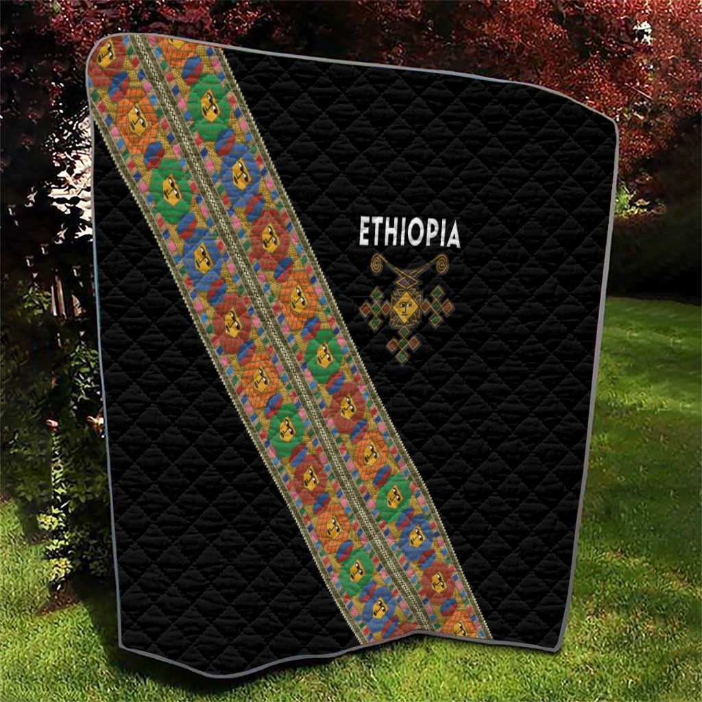 Ethiopia Saba Kemis Quilt Sash Style Black Color