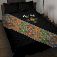 Ethiopia Saba Kemis Quilt Bed Set Sash Style Black Color