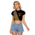 Ethiopia Saba Kemis Raglan Cropped T Shirt Sash Style Black Color