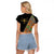 Ethiopia Saba Kemis Raglan Cropped T Shirt Sash Style Black Color