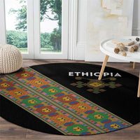 Ethiopia Saba Kemis Round Carpet Sash Style Black Color