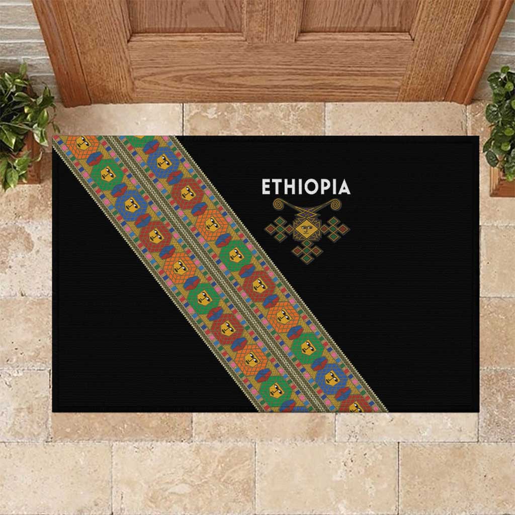 Ethiopia Saba Kemis Rubber Doormat Sash Style Black Color