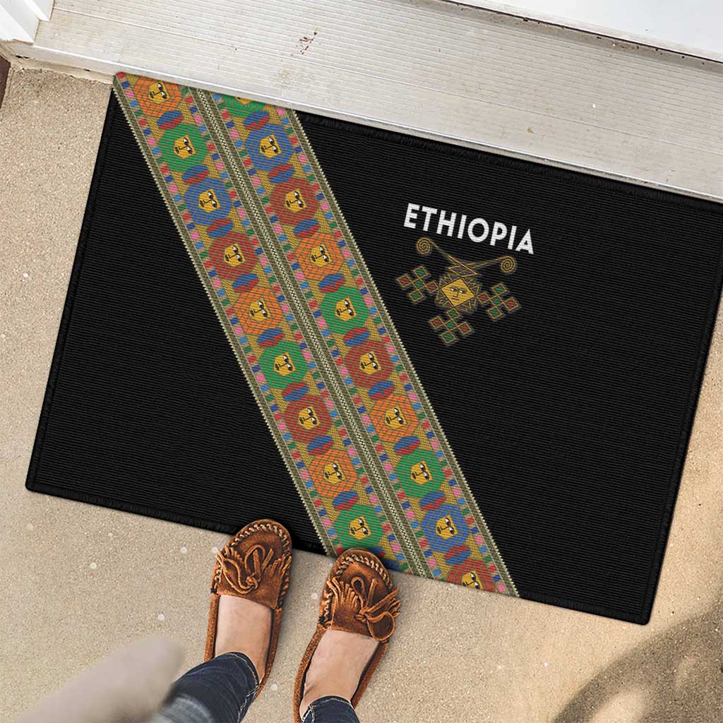 Ethiopia Saba Kemis Rubber Doormat Sash Style Black Color