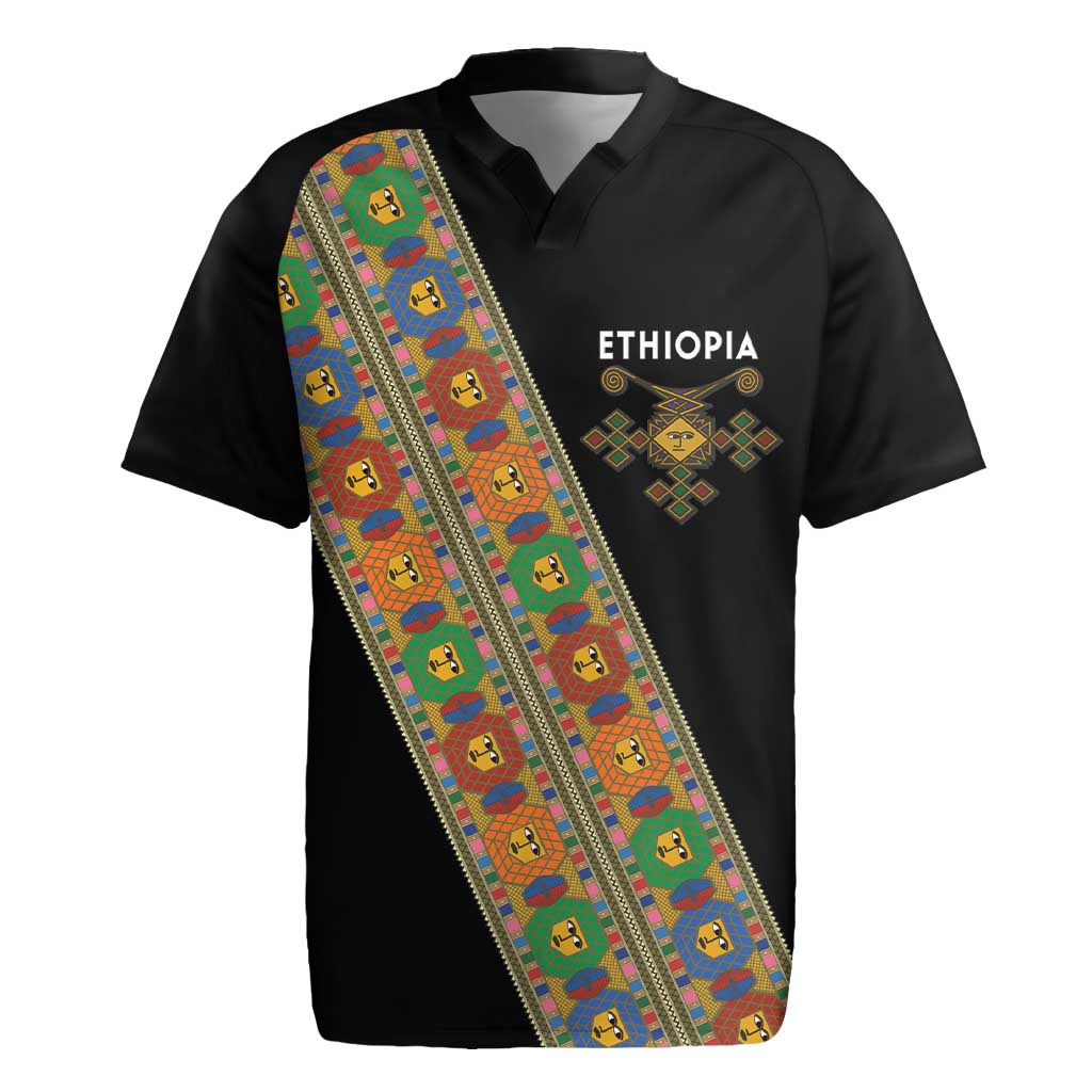 Ethiopia Saba Kemis Rugby Jersey Sash Style Black Color