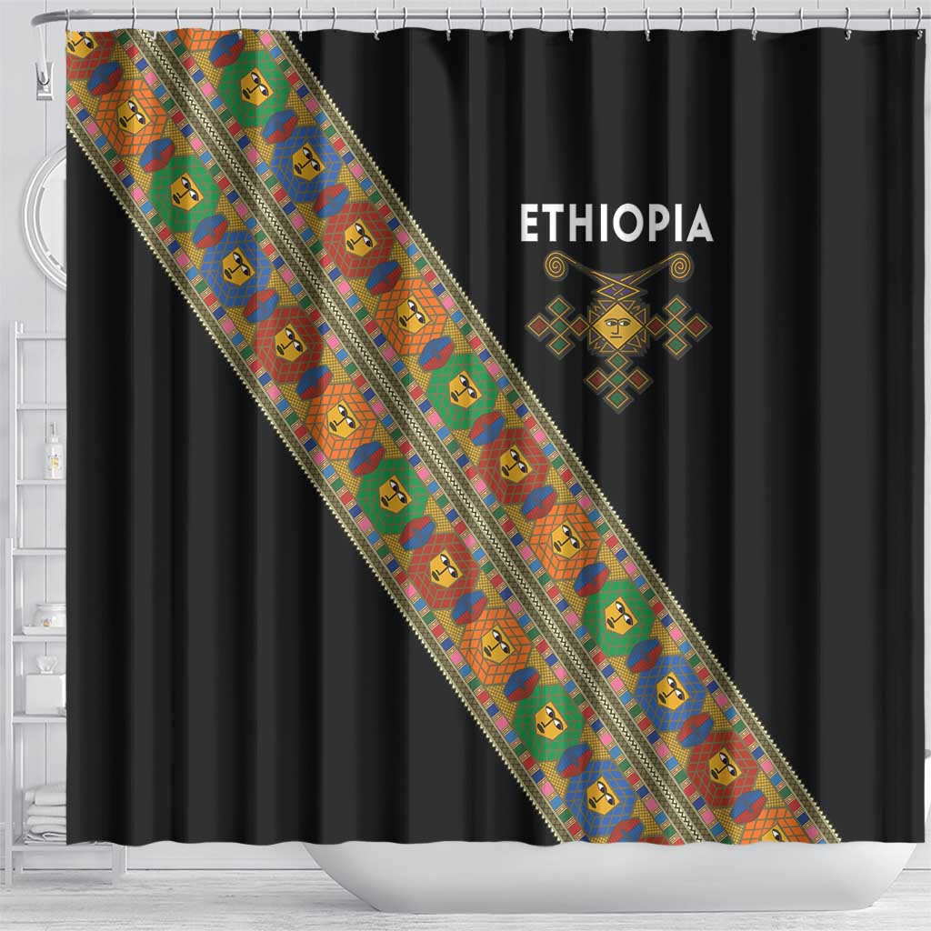 Ethiopia Saba Kemis Shower Curtain Sash Style Black Color