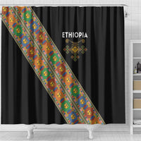 Ethiopia Saba Kemis Shower Curtain Sash Style Black Color