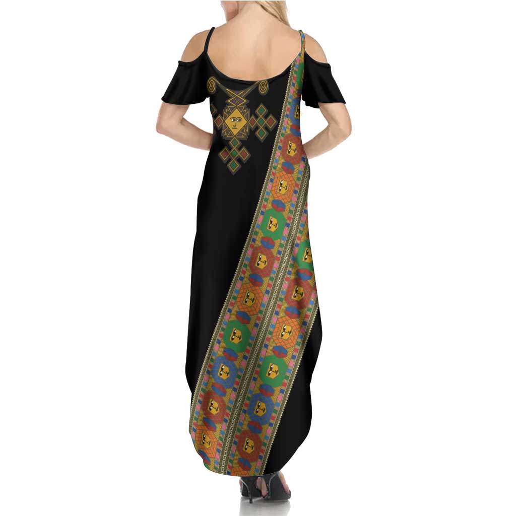Ethiopia Saba Kemis Summer Maxi Dress Sash Style Black Color