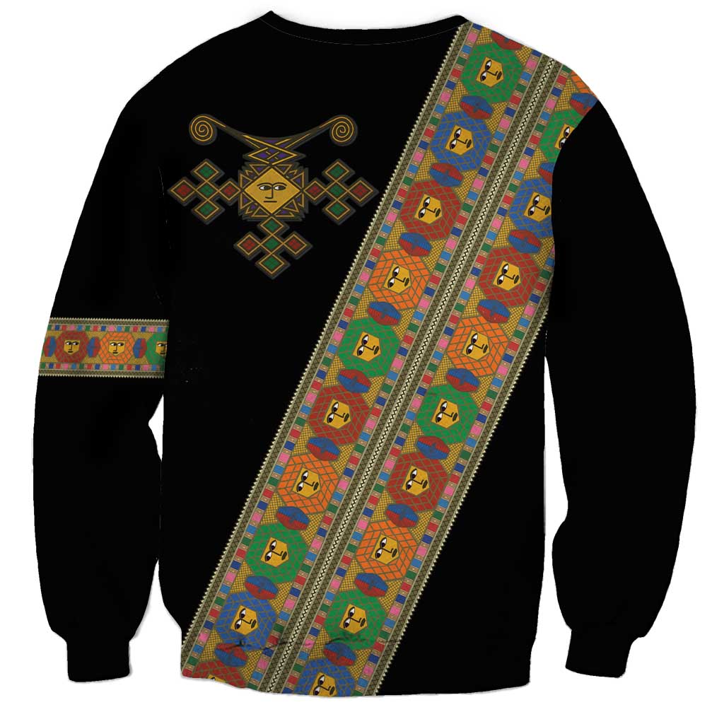 Ethiopia Saba Kemis Sweatshirt Sash Style Black Color